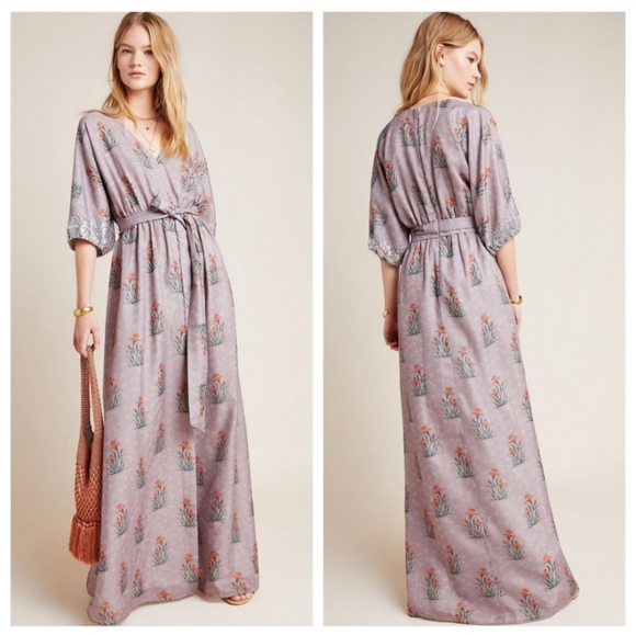 🍒NWT🍒 ANTHROPOLOGIE FLORAL MAXI DRESS - Picture 3 of 9